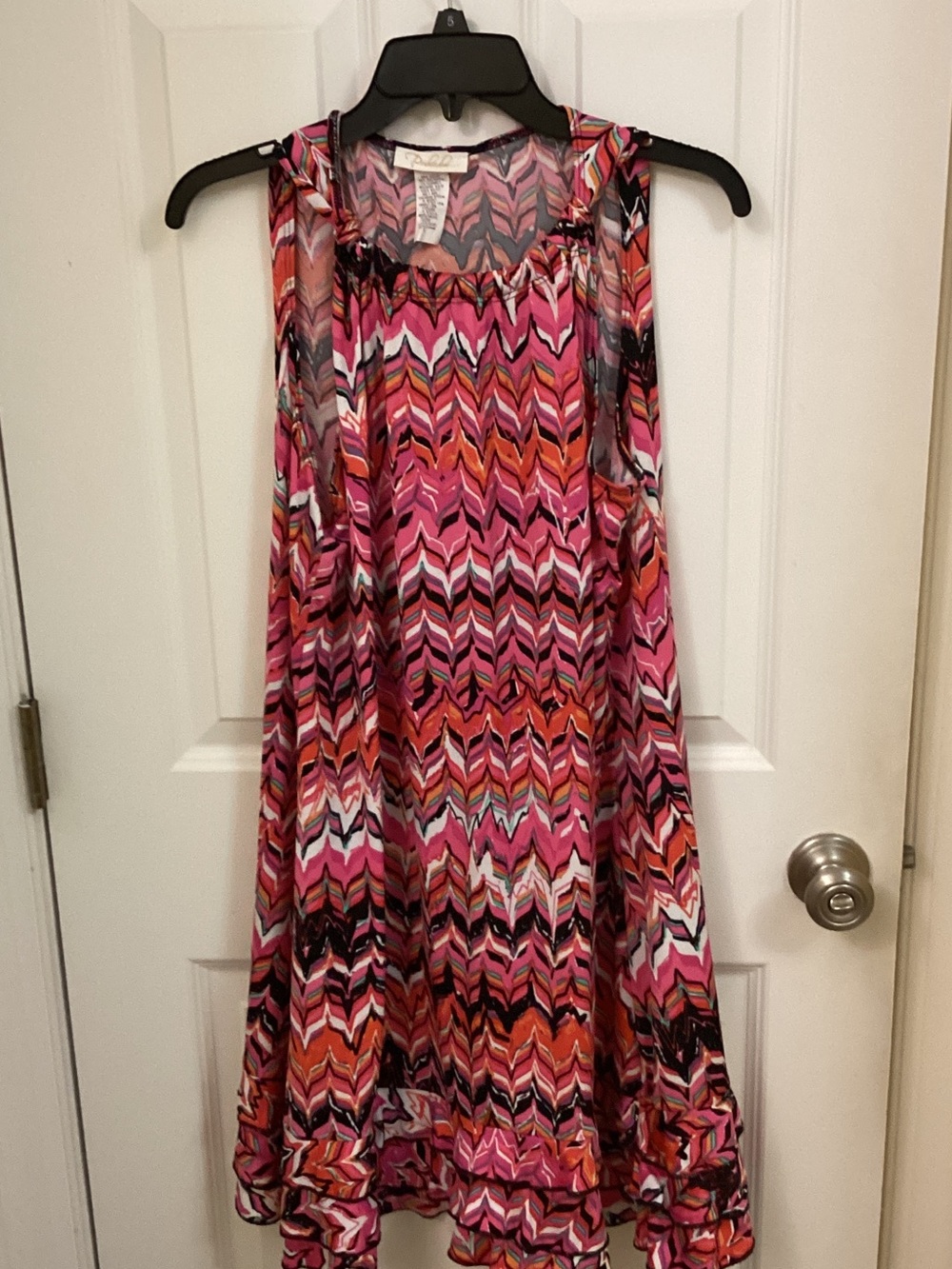 Sleeveless Pink Chevron Midi Dress - Unknown Brand